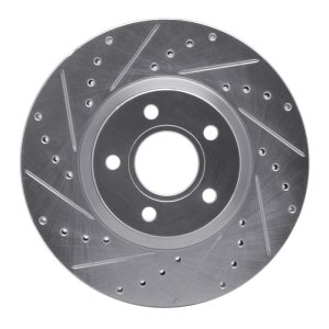 Ford Escape Brake Rotor (1) - Front Left - R1 Concepts - Drilled & Slotted - Silver - `04-`19